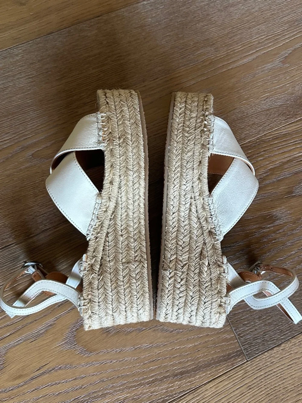 rag & bone Hera Espadrille Wedge Sandals Antique White Leather Size 9.5